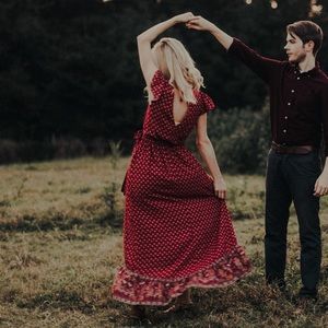 Xhilaration Red Polka Dot Maxi Dress